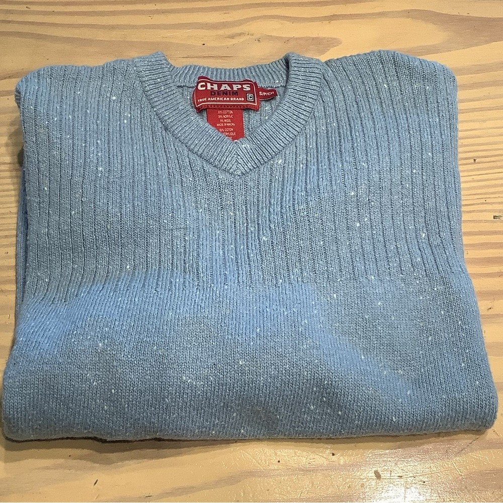 NWOT Chaps Baby Blue V-Neck Sweater - small